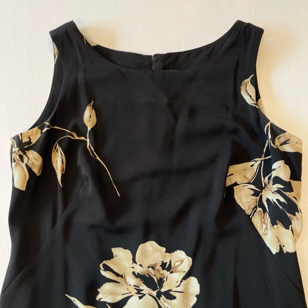 Studio I Black & Tan Floral Ladies Sleeveless Dress with long sleeved Tan Jacket - Picture 14 of 14